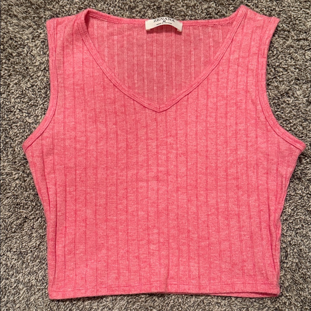 Zenana Pink Crop Tank